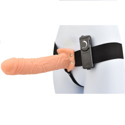 Loving Joy 7 Inch Vibrating Hollow Strap On Vanilla