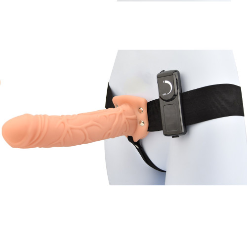 Loving Joy 7 Inch Vibrating Hollow Strap On Vanilla