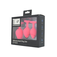 Toosh Silicone Butt Plug Pink Set of 3 Clear Stone
