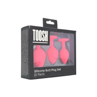 Toosh Silicone Butt Plug Pink Set of 3 Clear Stone