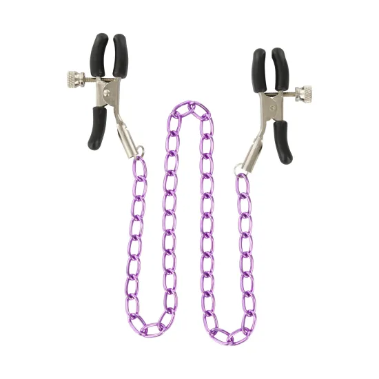 Stimulating Nipple Chain - Purple
