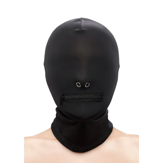 Zippered Mouth Hood - Black