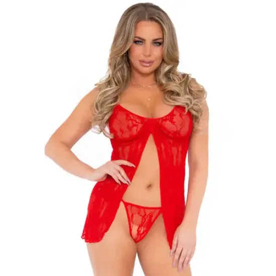 Leg Avenue Romantic Babydoll and GString Red