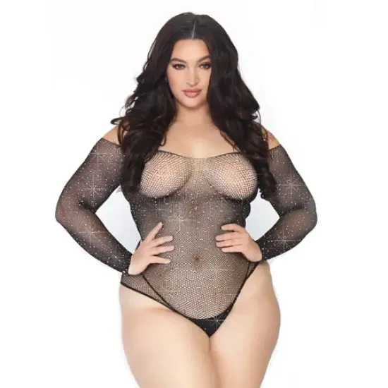 Leg Avenue Crystalized Long Sleeve Body Plus Size